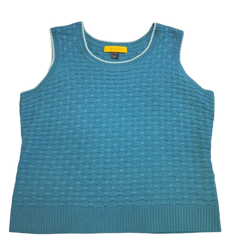 St. John Quiet Luxury Textured Wool Womens size XL Old Money Classic Preppy Top